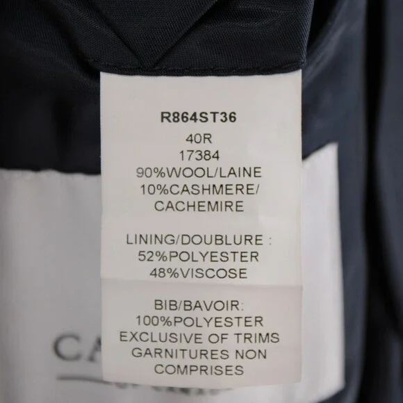 Cardinal of Canada NWT Wool/Cashmere Top Coat Size 40R US LeClaire In Blue Twill